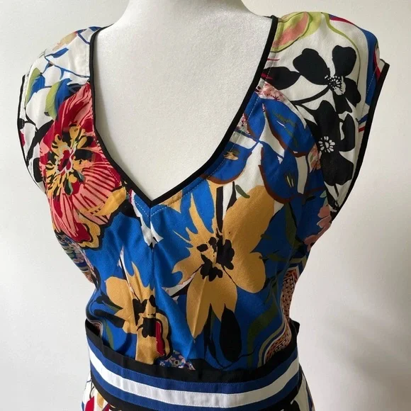 SFIZIO Colorful Floral Maxi Dress Size L Tall Sleeveless - Picture 2 of 10
